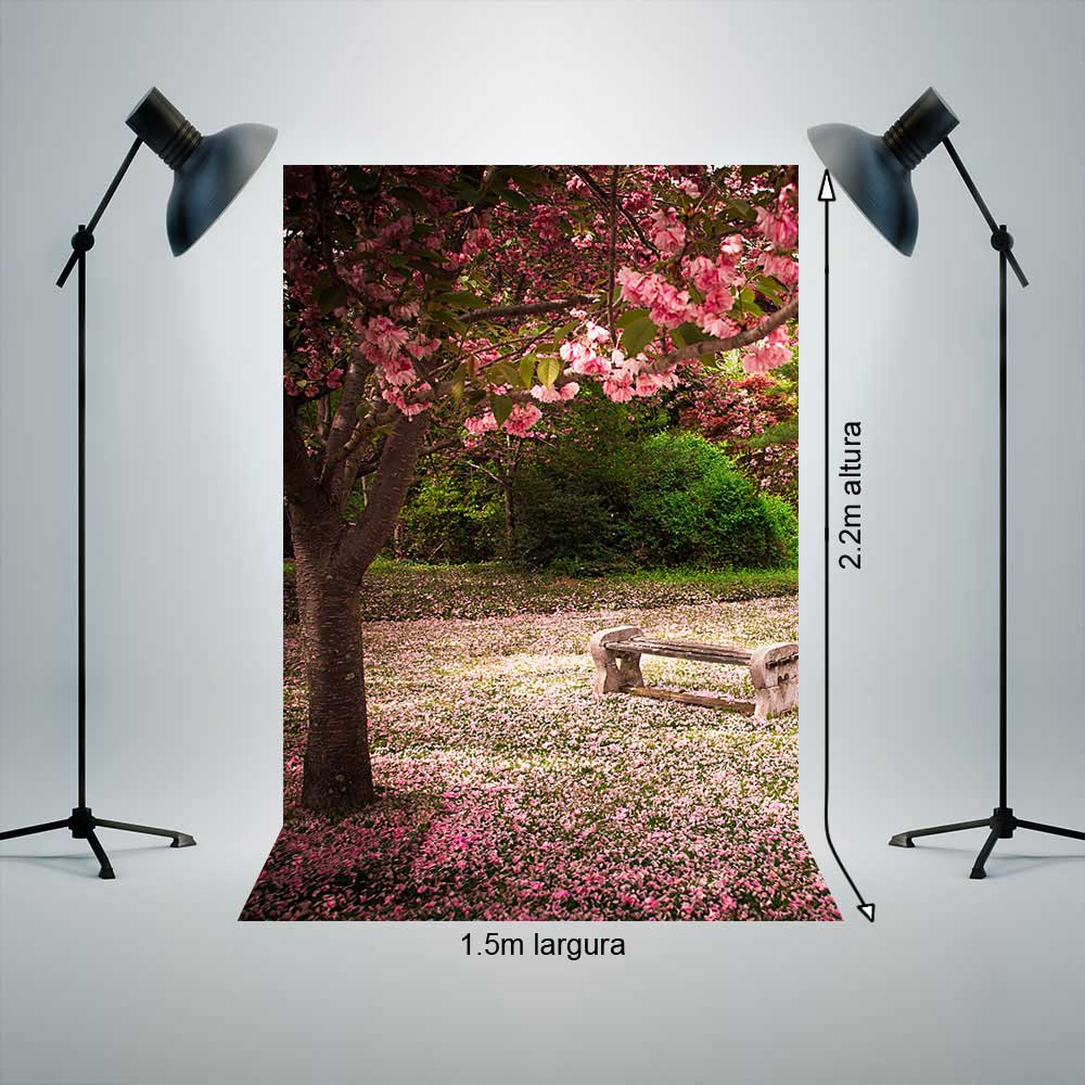 Painel Fundo Fotográfico Tecido 1,5x2,2m Arvore com banca de praça P938 ...