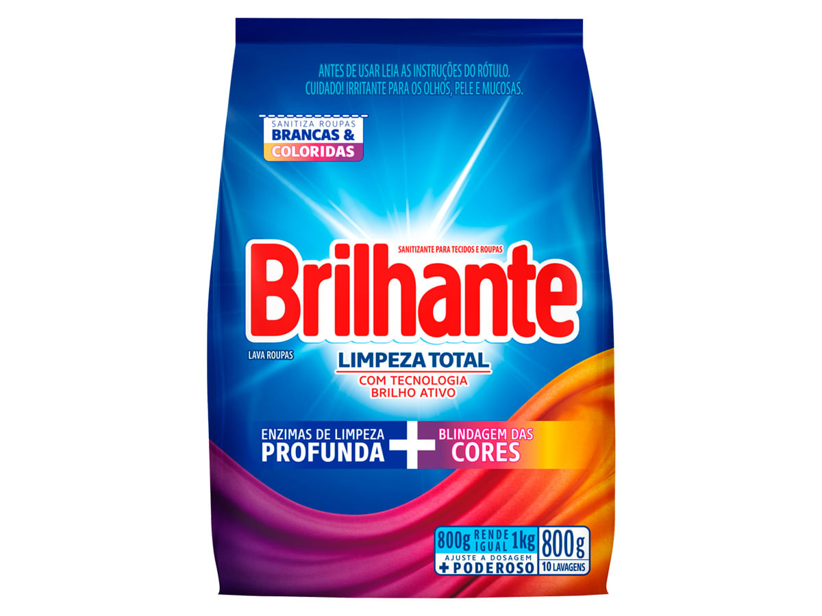 Sabão Em Pó Brilhante Limpeza Total Roupas Coloridas 800g é boa?
