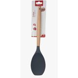 Colher De Silicone Multiuso Grafite Cabo Madeira 32cm Well