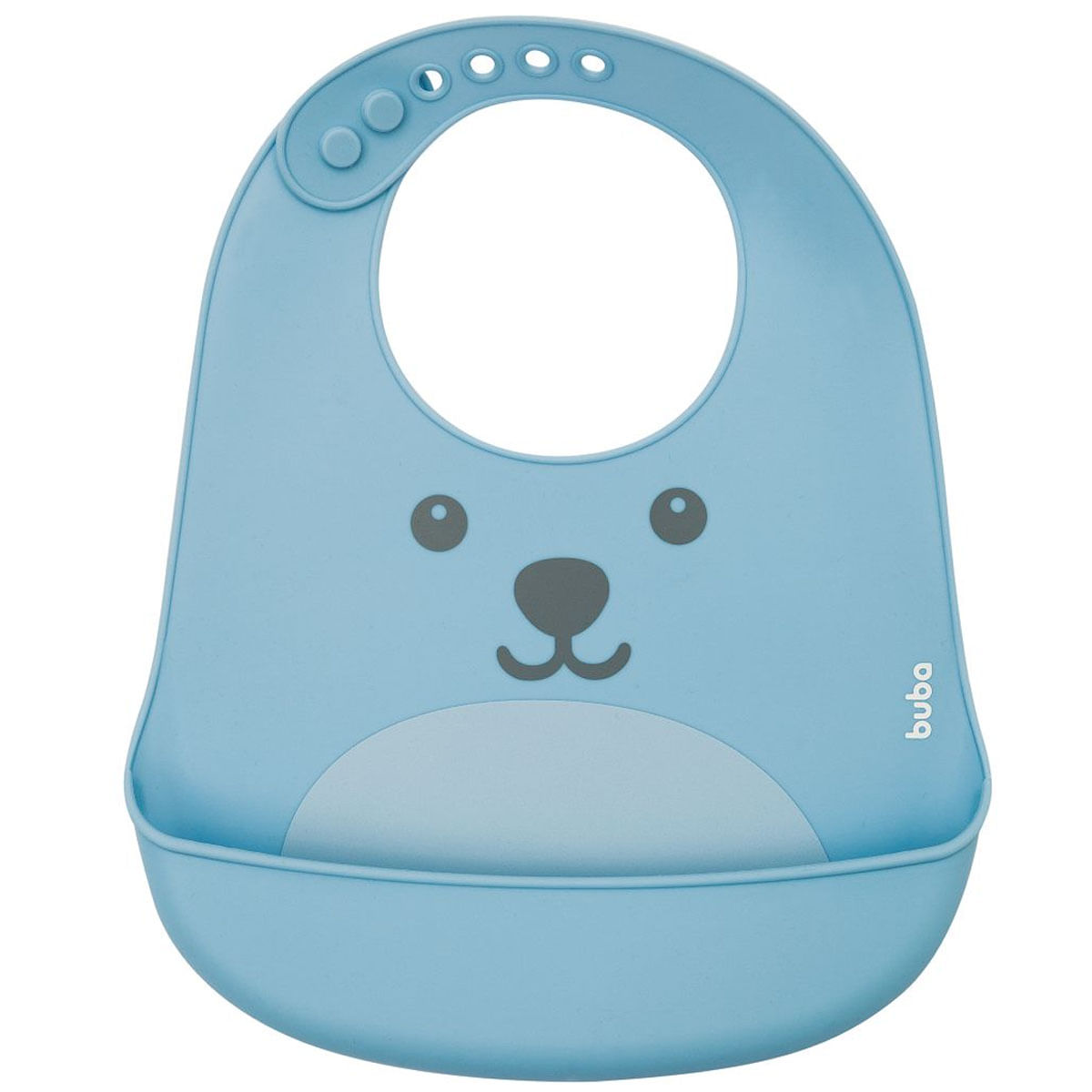 Babador De Silicone Com Pega Migalhas Impermeável Gummy Buba Azul