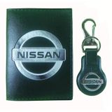 Kit Carteira Couro Porta Documento mais Chaveiro Nissan
