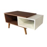 Mesa de Centro Retrô Pescara Amadeirado com Branco, Pés Palito, 100% MDF - Móveis LeBlanc