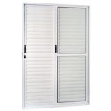 Porta de Correr Alumínio 3 Folhas 1 Fixa com Vidro Liso Sólida MGM 210cmx140cm Branco