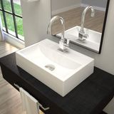 Cuba de Apoio Quadrada Q355 Torneira Luxo Válvula Click com Sifão de PVC Flexível Compace Branco
