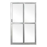 Porta de Correr Alumínio 2 Folhas 1 Fixa com Vidro Liso Sólida MGM 210cmx140cm Branco