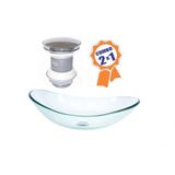 Cuba De Vidro Oval 55cm Jateado + Valvula Click