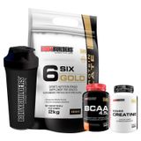 Kit Whey Six Isolate Gold 2kg+ Creatina 100g+ Bcaa 100g