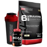 Kit Hipercalórico 6 Six Bulking 6kg+ Bcaa 4,5 100g