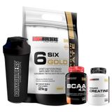 Kit Whey Six Isolate Gold 2kg+ Creatina 100g+ Bcaa