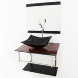 Gabinete De Vidro 60Cm Iq Inox Com Cuba Retangular - Madeira