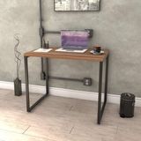 Mesa para Escritório Office Estilo Industrial 90cm Kuadra Compace Nogal