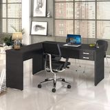 Mesa de Escritório em L 1,60x1,60m com 2 Gavetas Work30 Compace Preto Onix