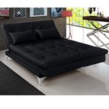 Sofá Cama 3 Lugares Versátil Império Estofados Preto