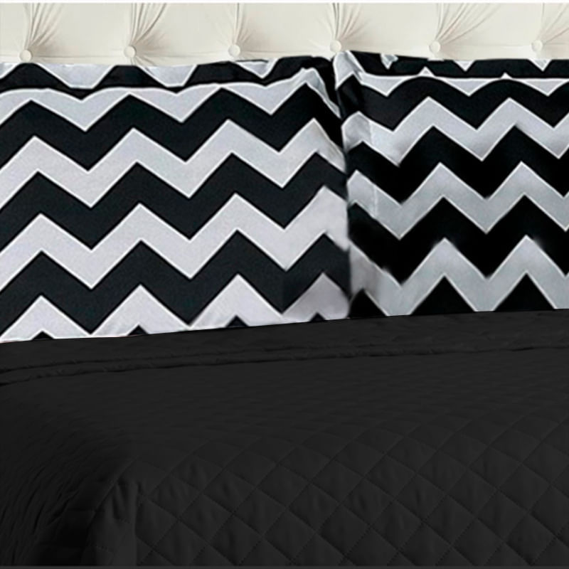 Cobre Leito Casal Queen Chevron mais 2 Porta Travesseiros em Jacquard Cotex