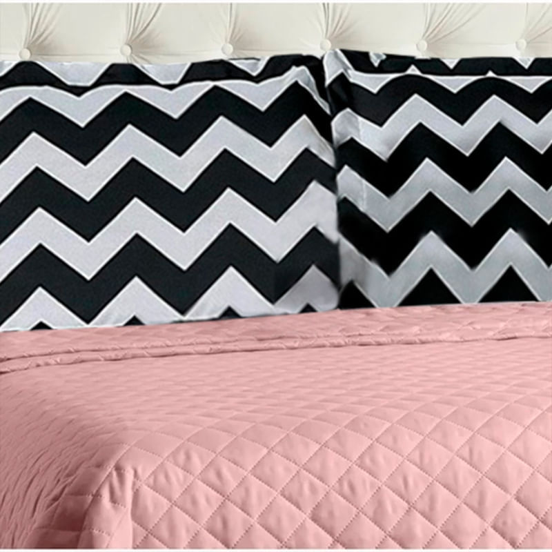 Cobre Leito Casal Queen Chevron mais 2 Porta Travesseiros em Jacquard Cotex