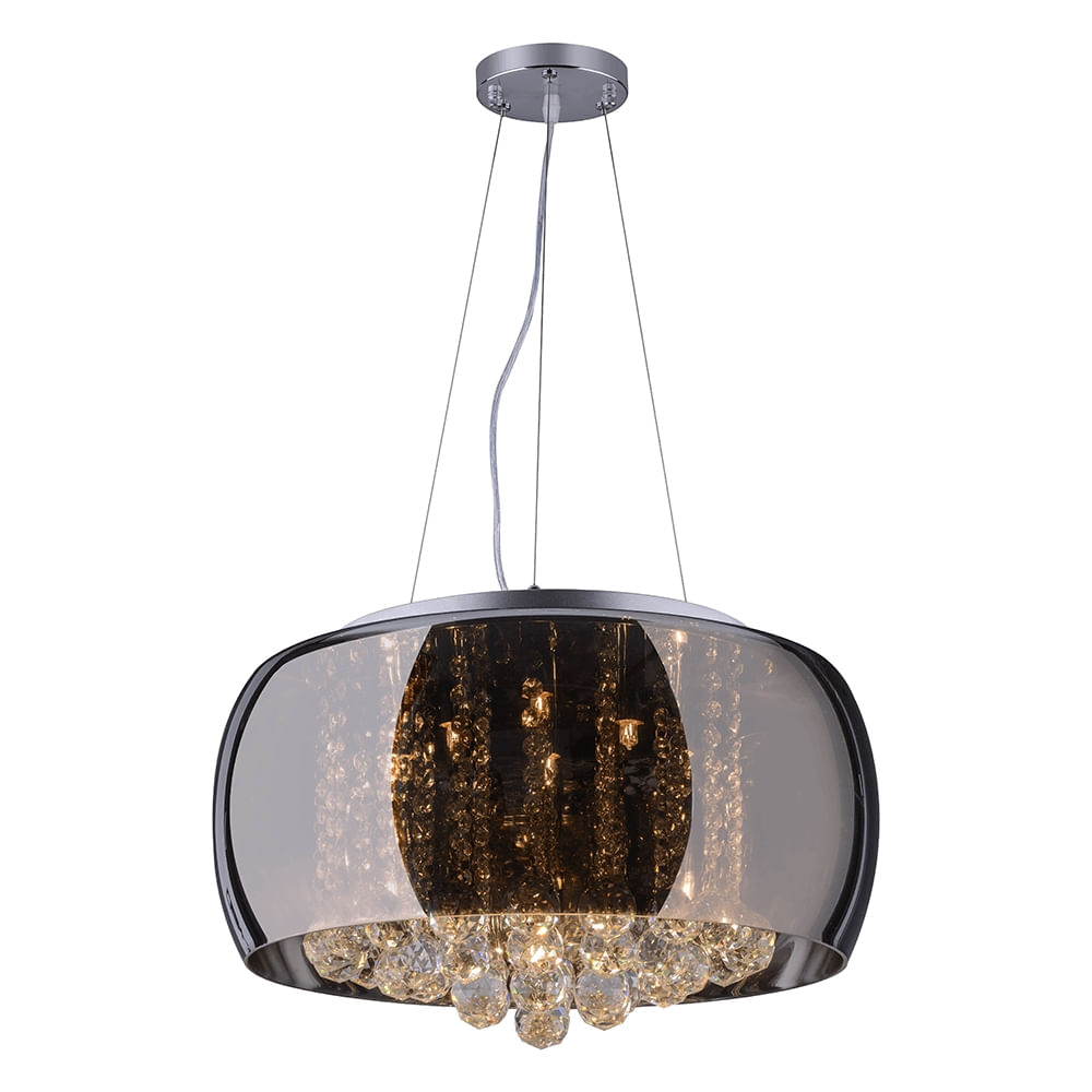 Lustre Pendente Startec Cristal Attractive 50cm 6 Lâmpadas Cromado