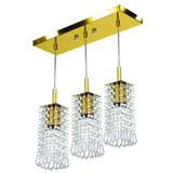 Lustre Pendente Clearcrillic Triplo Cristal Acrílico Dourado