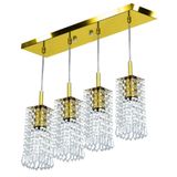 Lustre Pendente Clearcrillic Quadruplo Cristal Acr. Dourado