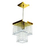 Lustre Pendente De Cristal Acrílico Marrycrilic Dourado