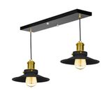 Lustre Pendente Nordic Duplo Base Retangular Preto/dourado