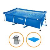 Piscina Estrutural Retangular 2.282 Litros Com Filtro E Forro Intex