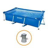 Piscina Estrutural Retangular 2.282 Litros Com Filtro Intex