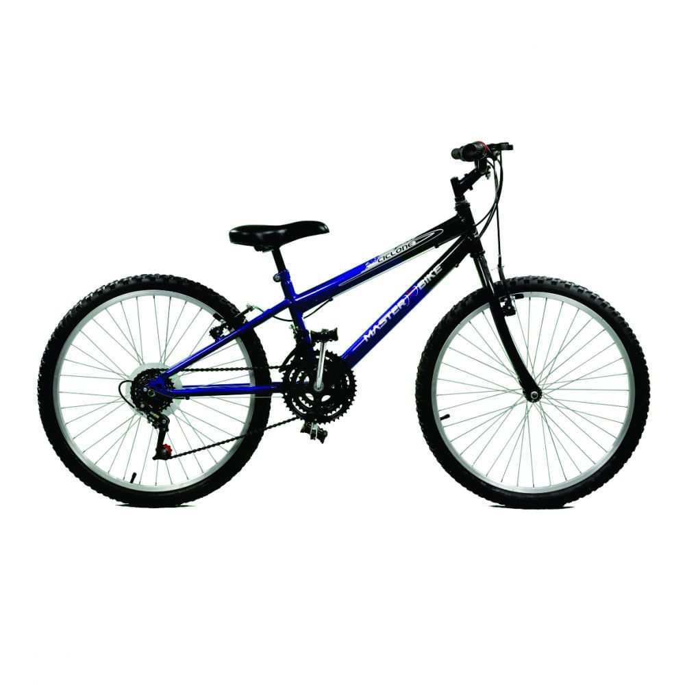 Bicicleta Aro 24 Masculina Ciclone Plus 21 Marchas Azul com Preto Master Bike