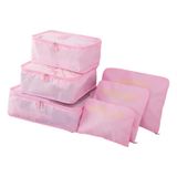 Kit 6 Sacos Bolsas Organizador Mala Roupas Bagagem Viagem Rosa Claro