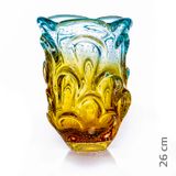 Vaso Em Cristal Murano Água Marinha E Âmbar  São Marcos