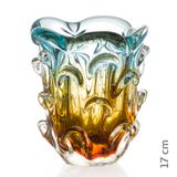 Vaso Em Cristal Murano Água Marinha E Âmbar  São Marcos