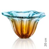 Vaso Em Cristal Murano Água Marinha E Âmbar  São Marcos