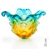 Vaso Em Cristal Murano Água Marinha E Âmbar  São Marcos