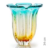 Vaso Em Cristal Murano Esmeralda E Âmbar  São Marcos