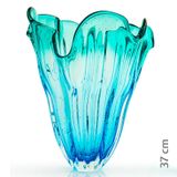 Vaso Em Cristal Murano Água Marinha E Verde  São Marcos