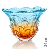 Vaso Em Cristal Murano Água Marinha E Âmbar  São Marcos