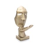 Máscara Decorativa Sopro Em Cerâmica Ouro Velho Fosco 35x16x20 Cm - D'rossi