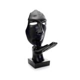 Máscara Sopro Decorativa Preto Fosco Em Cerâmica 35x16x20 Cm - D'rossi