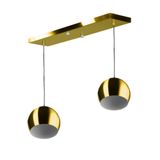 Lustre Pendente Bola Duplo Base Retangular Dourado