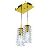 Lustre Pendente Clearcrillic Duplo Cristal Acrílico Dourado