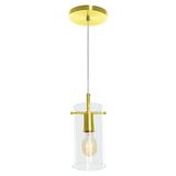 Lustre Pendente Cilindrico Clear Glass Dourado