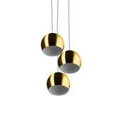 Lustre Pendente Aluminio Bola Triplo 15cm Dourado