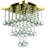 Lustre De Cristal Legitimo Classic Square Long 30 Dourado