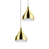 Lustre Pendente Aluminio Gota Duplo 21cm Dourado