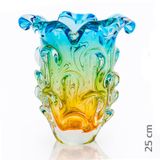 Vaso Em Cristal Murano Água Marinha E Âmbar  São Marcos