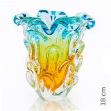 Vaso Em Cristal Murano Água Marinha E Âmbar  São Marcos