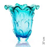 Vaso Em Cristal Murano Água Marinha E Verde  São Marcos