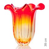 Vaso Em Cristal Murano Vermelho E Âmbar  São Marcos