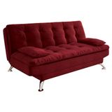 Sofá-Cama 3 Lugares Casal Premium Suede Vermelho