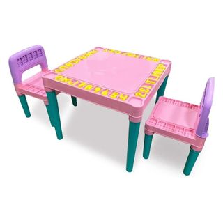 Conjunto de Mesa e Cadeira Tramontina Sofia Infantil Rosa em Polipropileno  e Fibra de Vidro 2 Peç