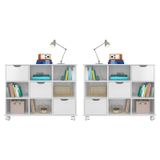 Kit 2 Nichos Organizadores com Rodízios Toys 3 Gavetas Branco - Mpozenato